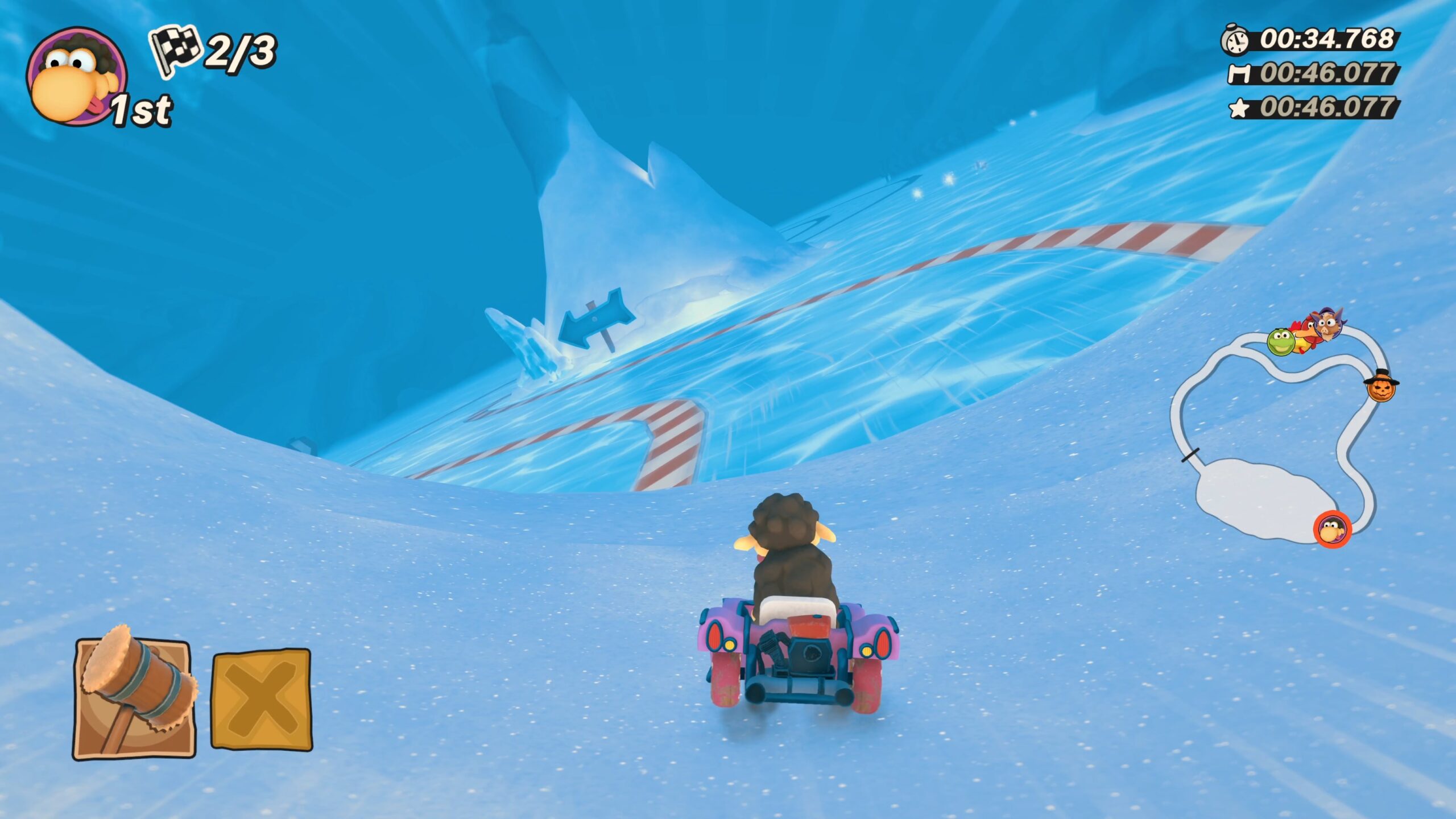 Moorhuhn Kart 4 screenshot of an ice level