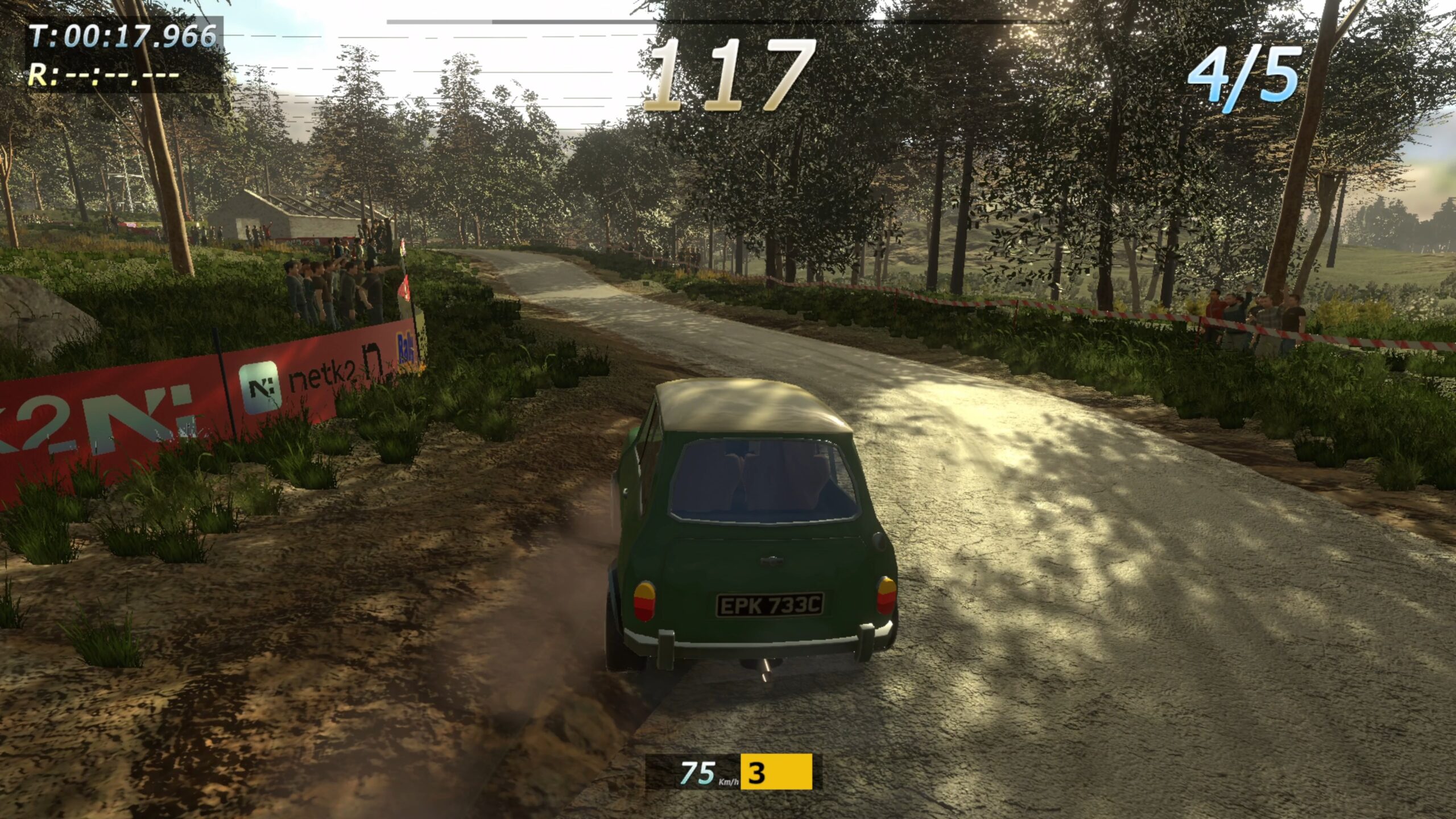 Classic Arcade Racing Screenshot of fake Mini Cooper on a tarmac stage